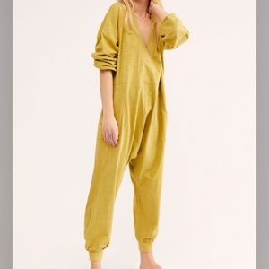 Free People Yellow Green Just Because Onesie Jumpsuit